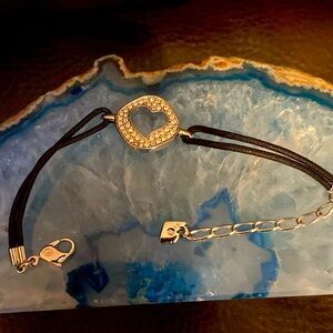 Swarovski Swan signed Heart cut out Pave Cord Bracelet